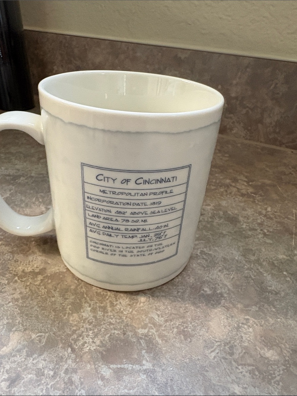Starbucks City of Cincinnati White Ceramic Coffee Mug - Blue Print Design